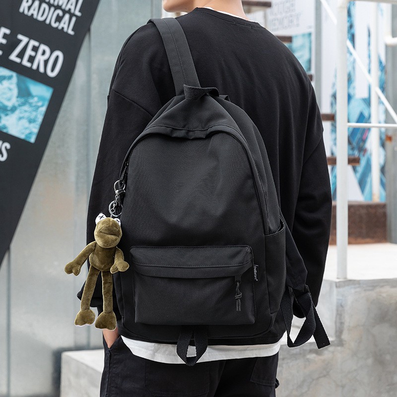 Simple Black Backpack Teenager School Bag Canvas Notebook Backpack Bag Unisex Shopee Singapore