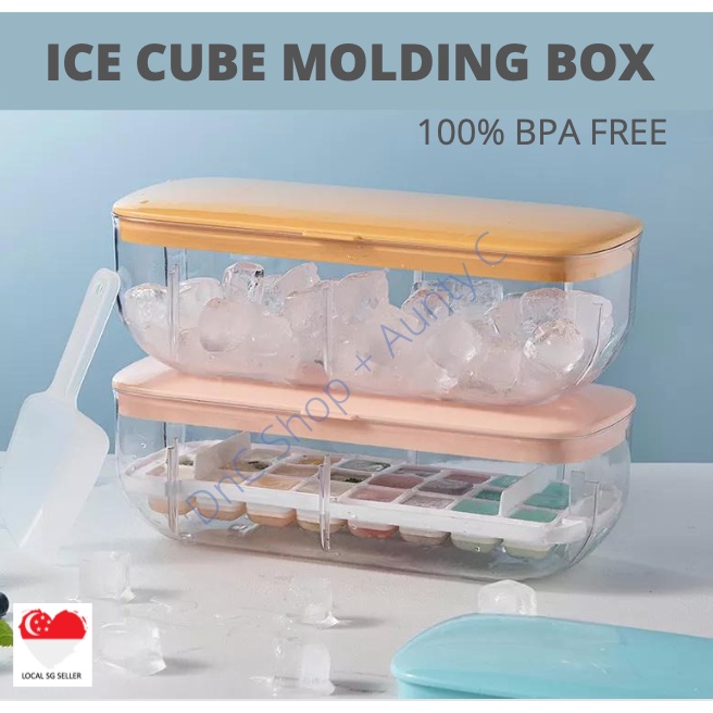 Ice Maker Ice Cube Mold Ice Cube Storage Box 2x Trays FREE Ice Shovel