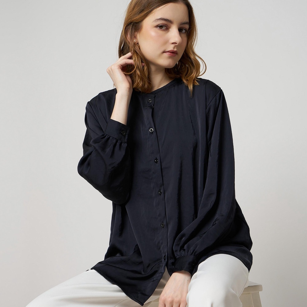 Monellina 601329 Blouse Oversize Wanita Lengan Panjang - Gambar 3