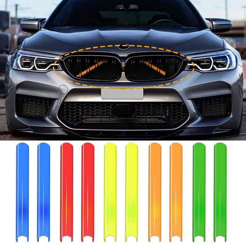 2Pcs Car Front Grill Grille Trim Strips Cover Frame Stickers For BMW ...