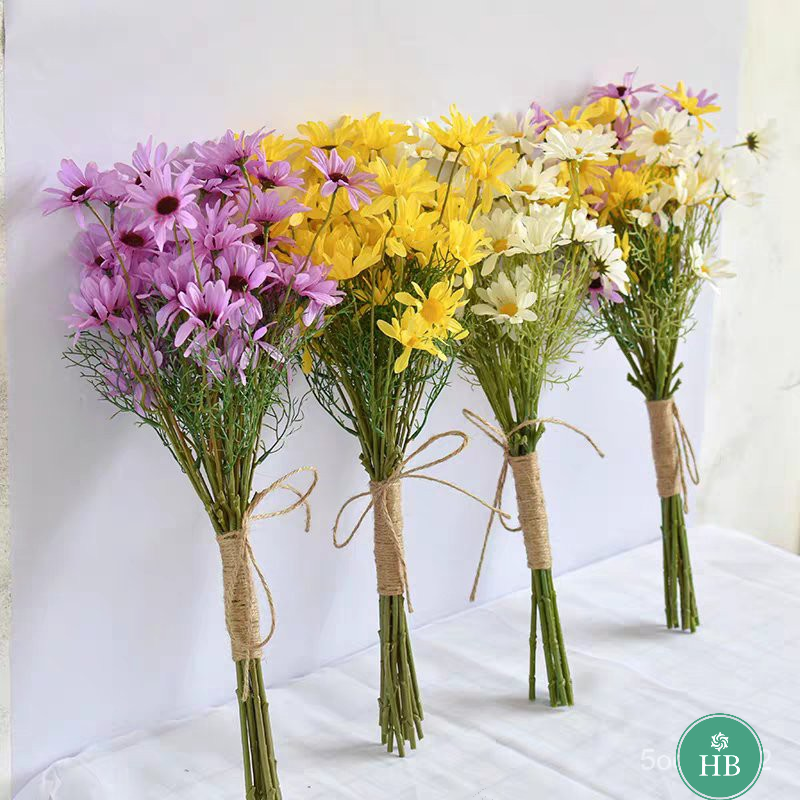 Nordic small daisy chamomile artificial flower artificial flower bouquet home wedding living room decoration green plant decoration
