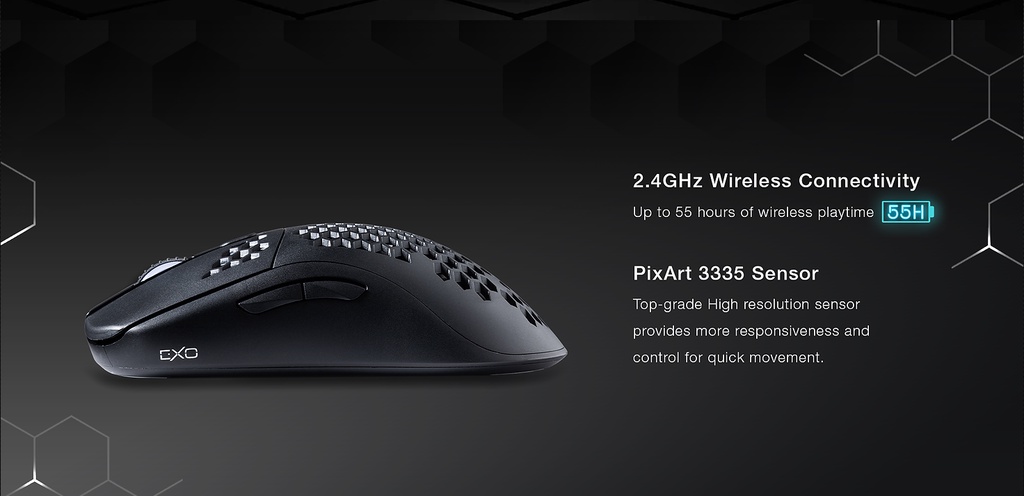 Tecware Mouse - EXO Wireless, 16K DPI RGB Gaming Mouse Black and White ...