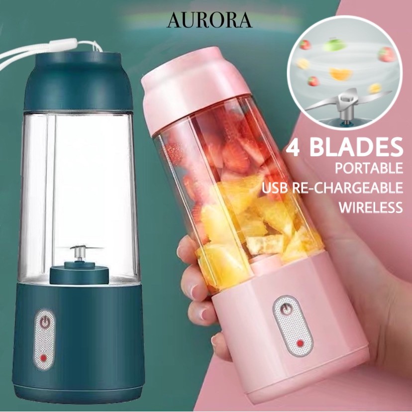 Aurora Official SG Seller Ready Stock Portable Juicer 4 Blade Smoothie