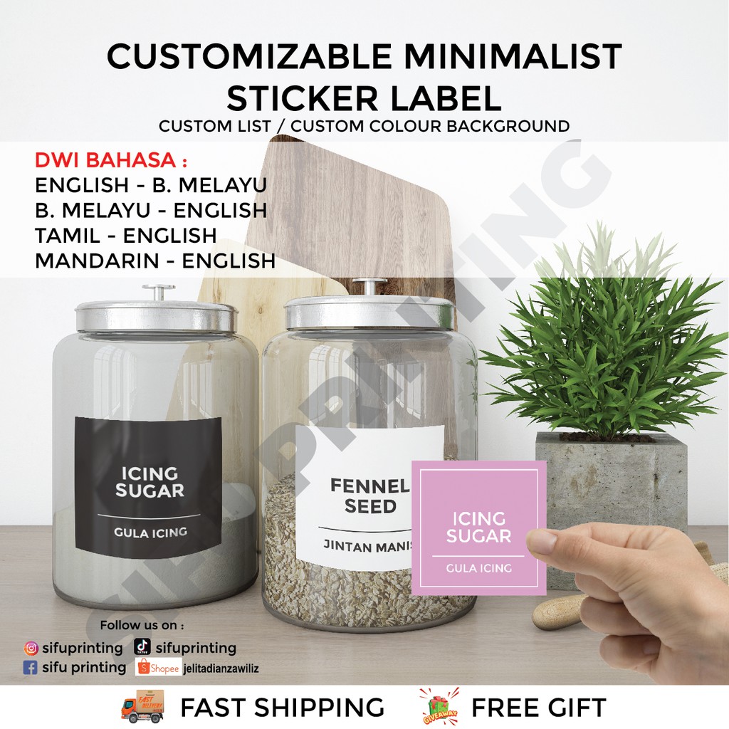 40 pcs Minimalist White Pantry Label 5 x 5 | Label Sticker Kitchen ...