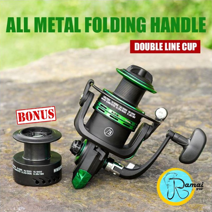 COD Reel Double Spool Metal Kagawa AOjiang Shark HK Series 1000 - 7000 Bonus Spool ABS - Gambar 2