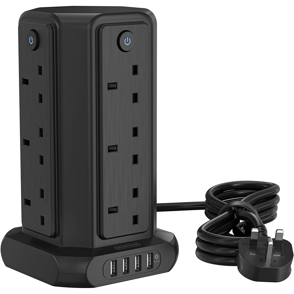 Power Strip Tower with USB, NTONPOWER 1080J Surge Protector Tower with