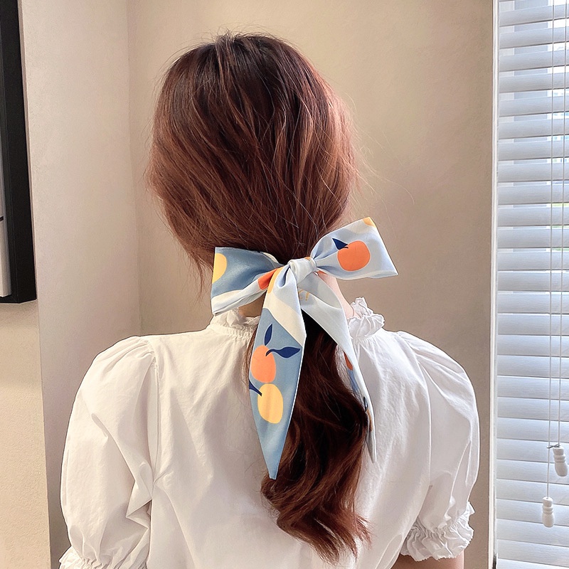 Korean Fashion Silk Scarf LV Turban Elegant Ponytail Hair Tie Ribbon Bow  Hair Rope Headband