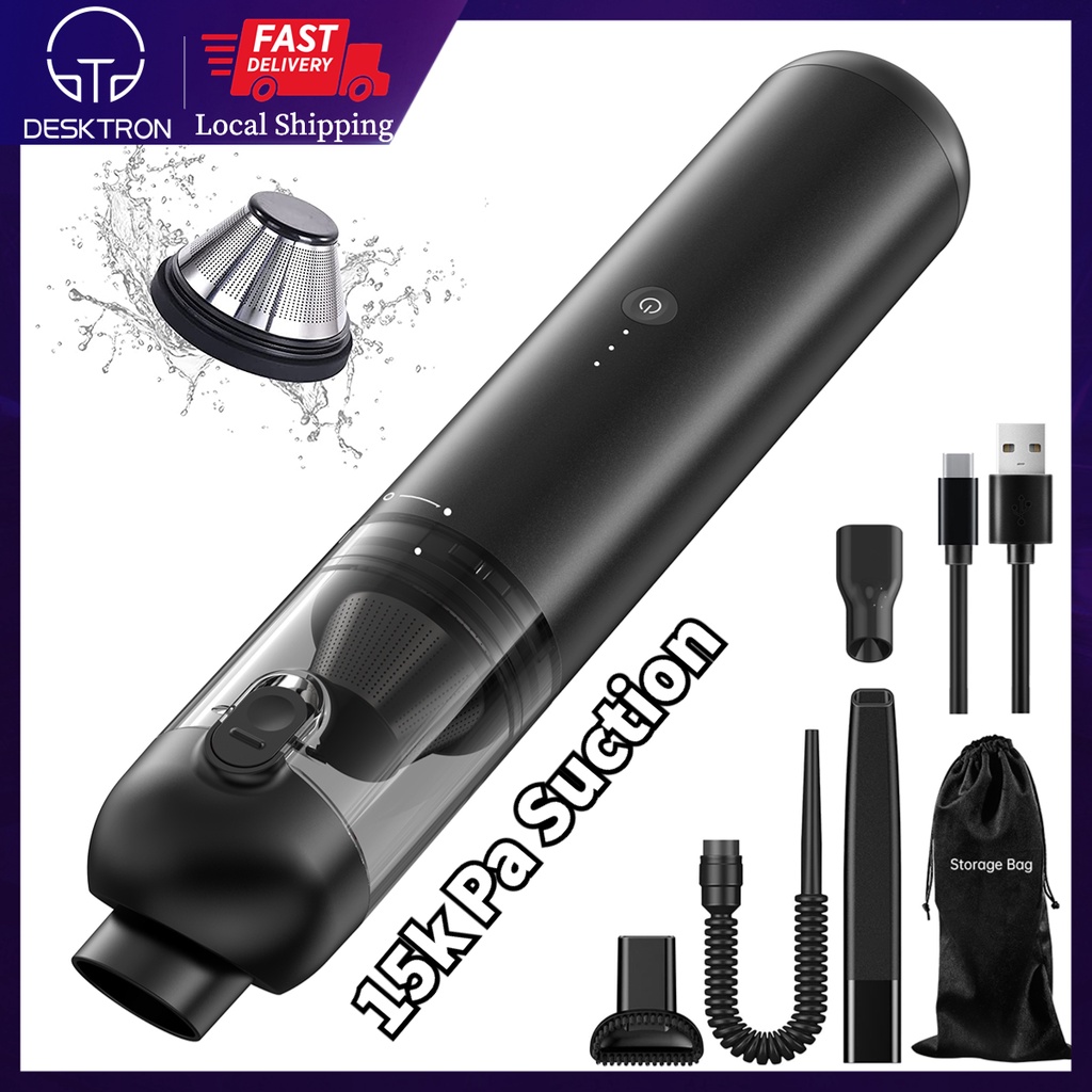 DESKTRON Car Vacuum Cleaner, Aluminium Handheld Vacuum Cordless 15000PA