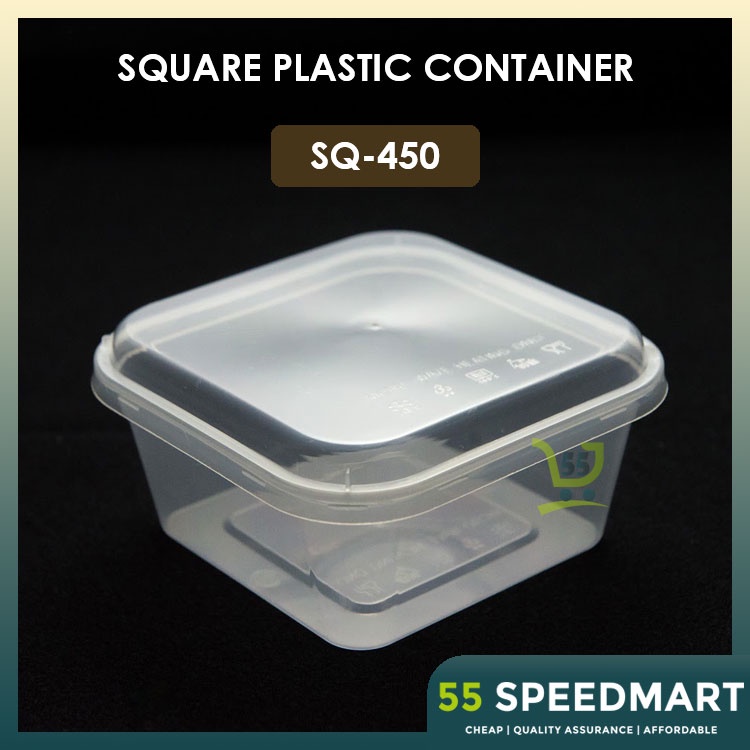 55SPEEDMART SQ450 450ML SQUARE CONTAINER WITH LID [ ±10SETS ] PLASTIC ...