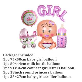 5pcs/set Gender Reveal Boy or Girl Foil Balloons Party Supplies Kit