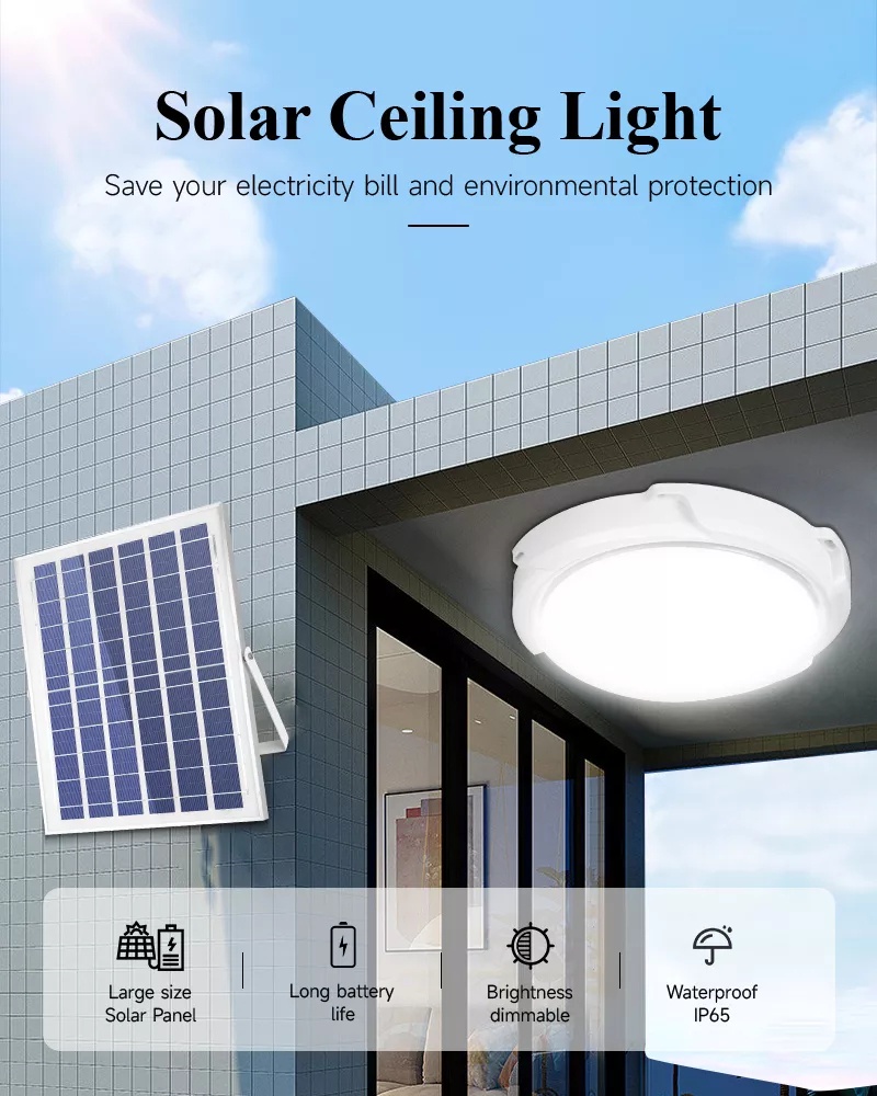 CANMEIJIA Solar Ceiling Light Indoor Outdoor Solar Light IP65 ...