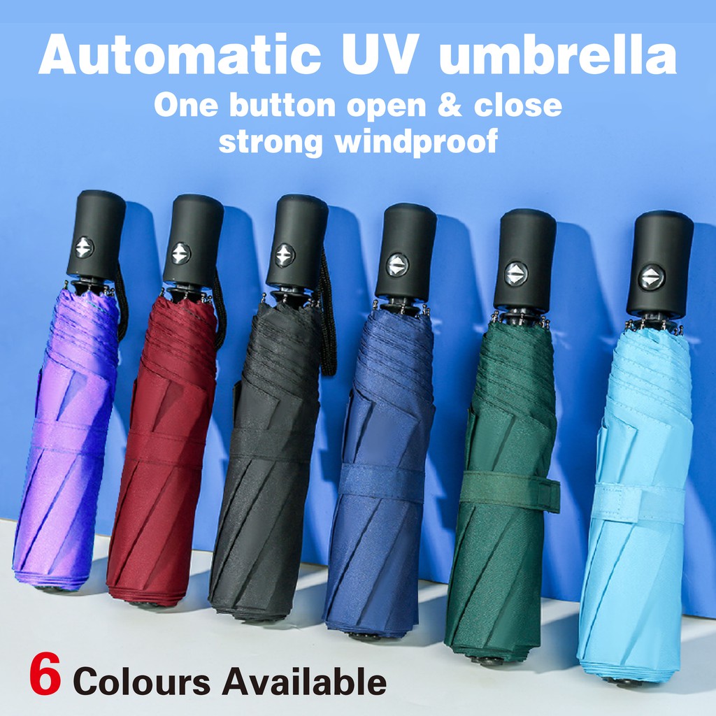 8Ribs Automatic Umbrella //Super Windproof Large Umbrella Auto Open Close Water Repellency UV