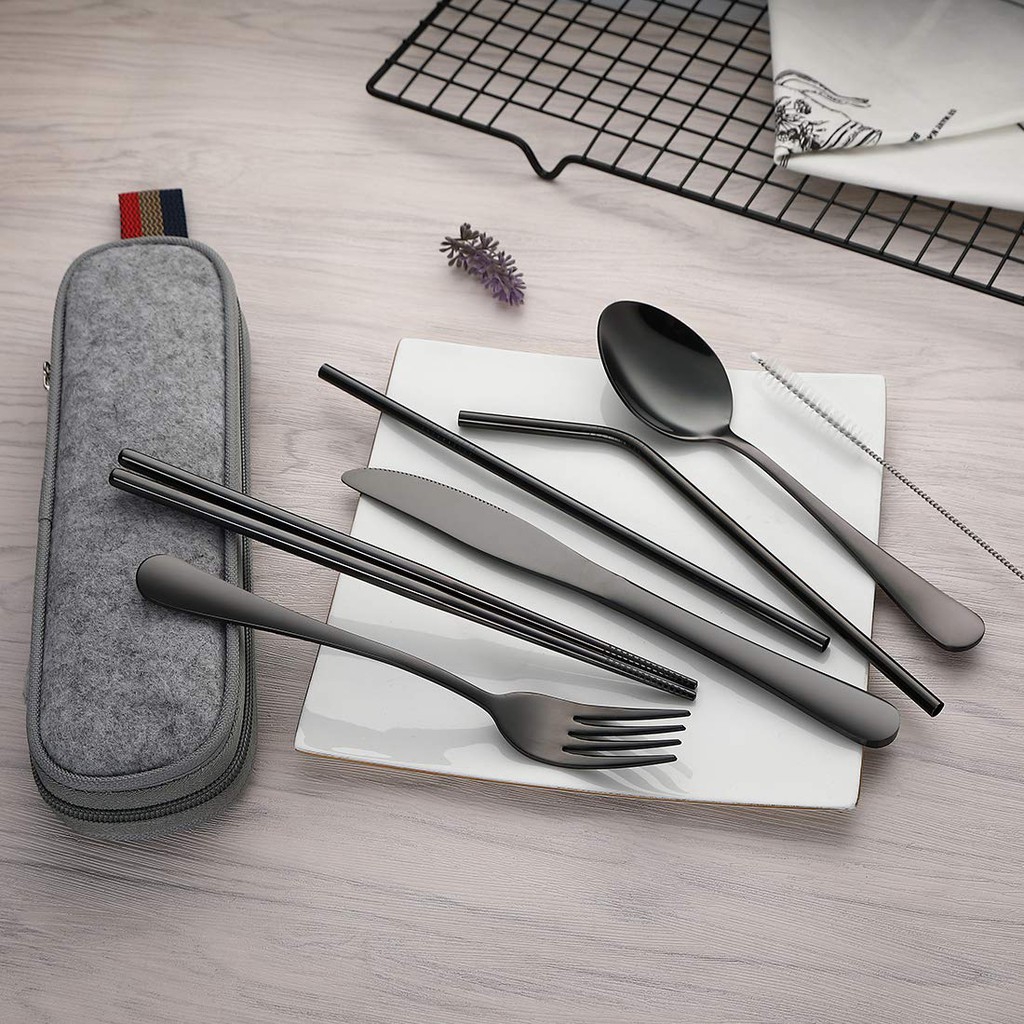 Dinnerware Portable Printed Stainless Steel Spoon Fork Steak - Temu