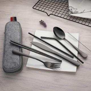 Travel Cutlery Set Zero Waste Utensils W/box and Bag Eco Friendly,  Reusable, Portable Stainless Steel Flatware W/ Chopsticks & Straws. 