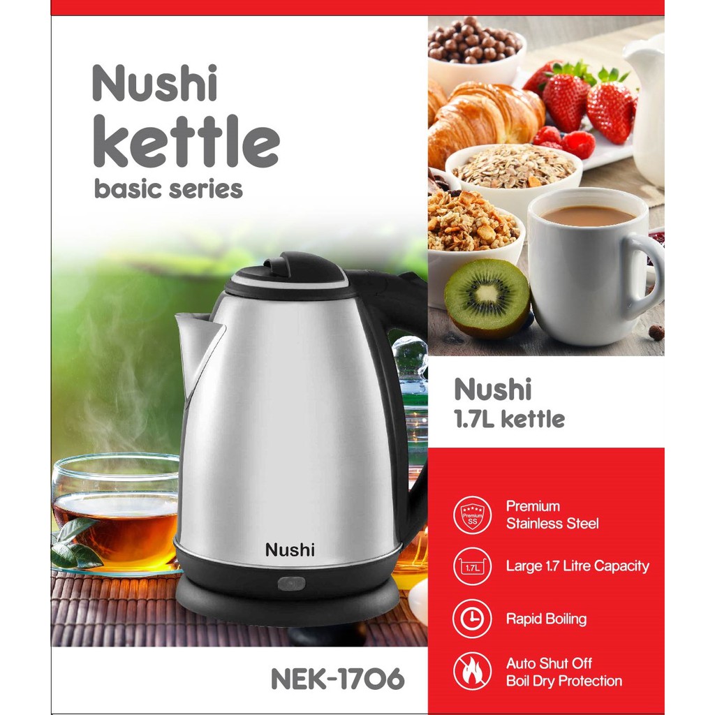 🔥 ONLINE EXCLUSIVE 🔥 NUSHI ELECTRIC KETTLE WITH HIGH QUALITY [ 1 YEAR