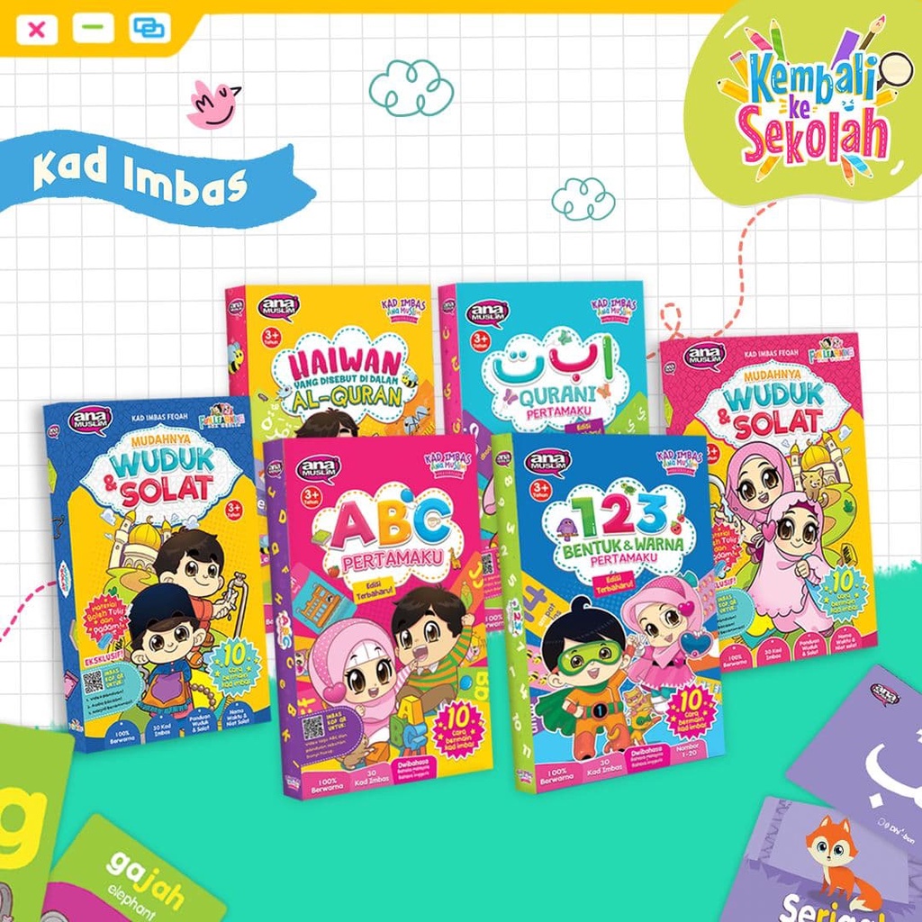 Imbas Kad / FLASH CARD ABC / 123 Form & Color / SOLAT & SOLAT / ALIF BA