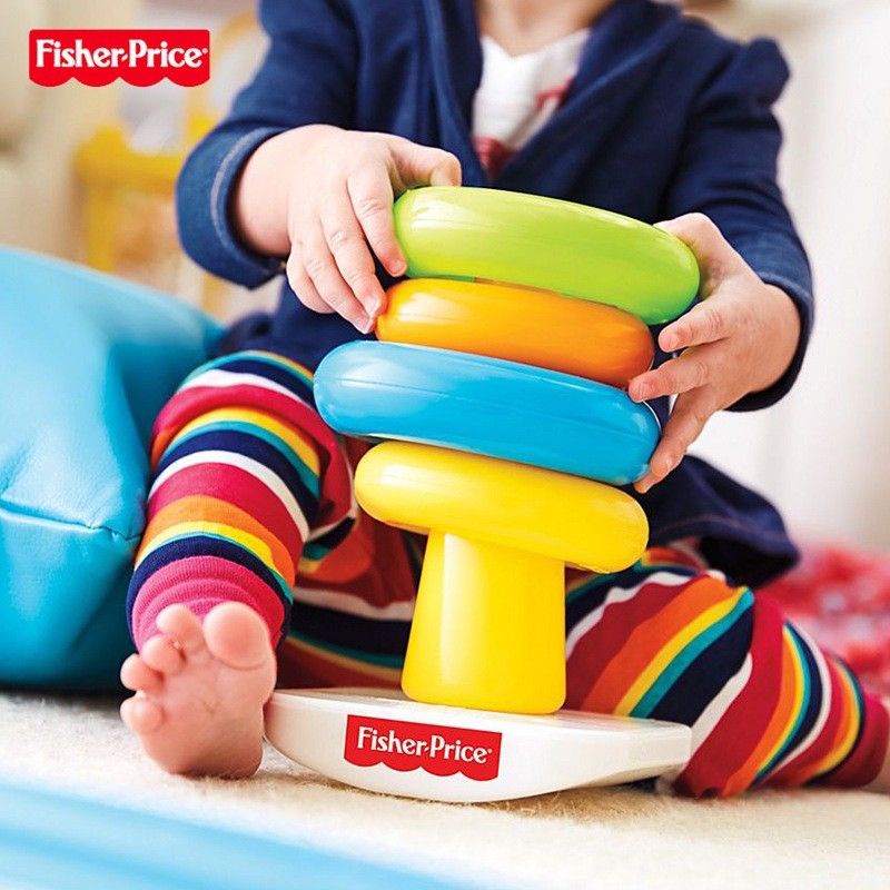 Fisher Price Rock-a-Stack Rainbow Tower Baby Stacking Rings Early ...