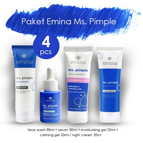 Package Emina Ms Pimple BASIC NEW Skincare Kult Oily, Pores, Acne 4pcs