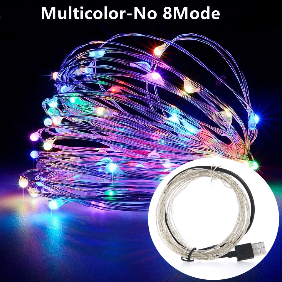 USB 8 Mode 10M 100 LED String Lights Christmas Waterproof Copper Wire ...