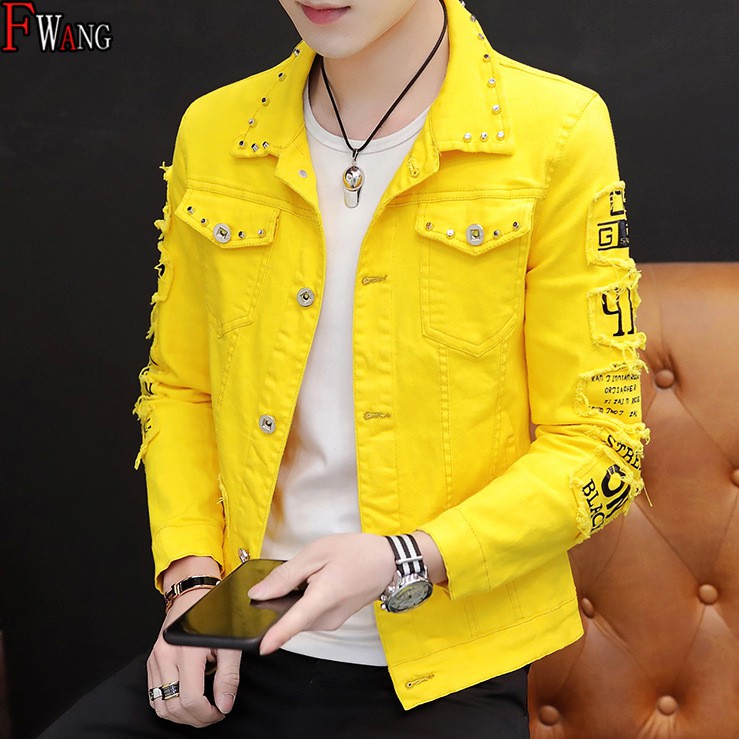 2020 Spring personalized denim jacket men's Korean-style rivet jacket for  social Boys