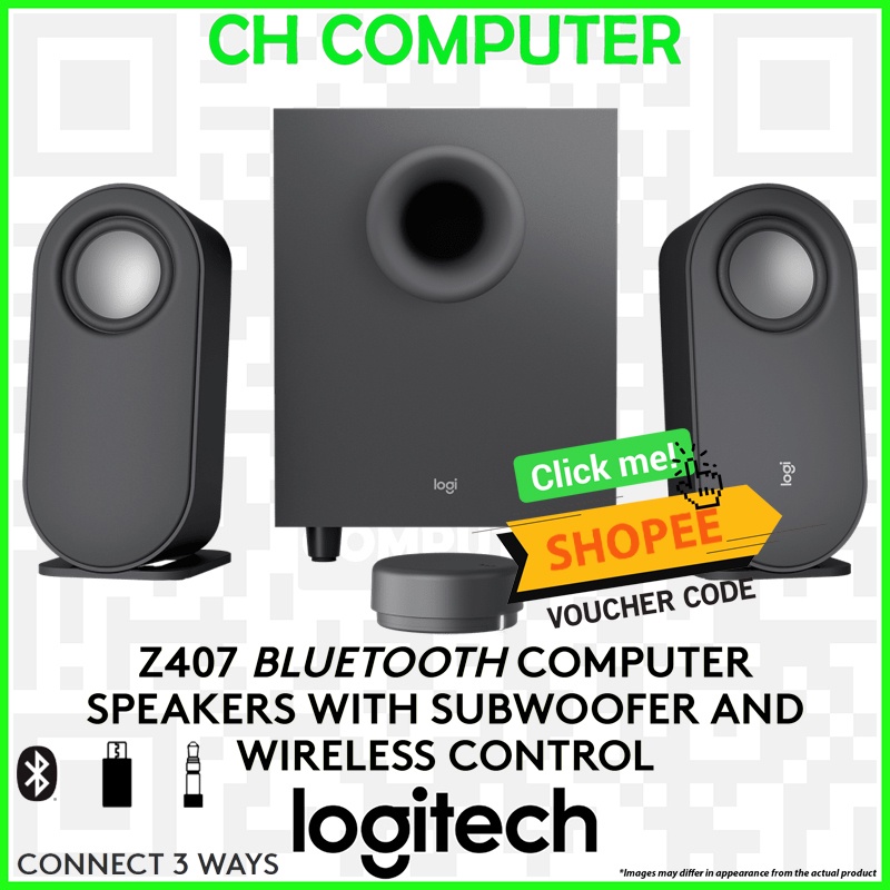 Logitech Z407 Bluetooth Computer Speakers with Subwoofer and Wireless Control, Immersive Sound
