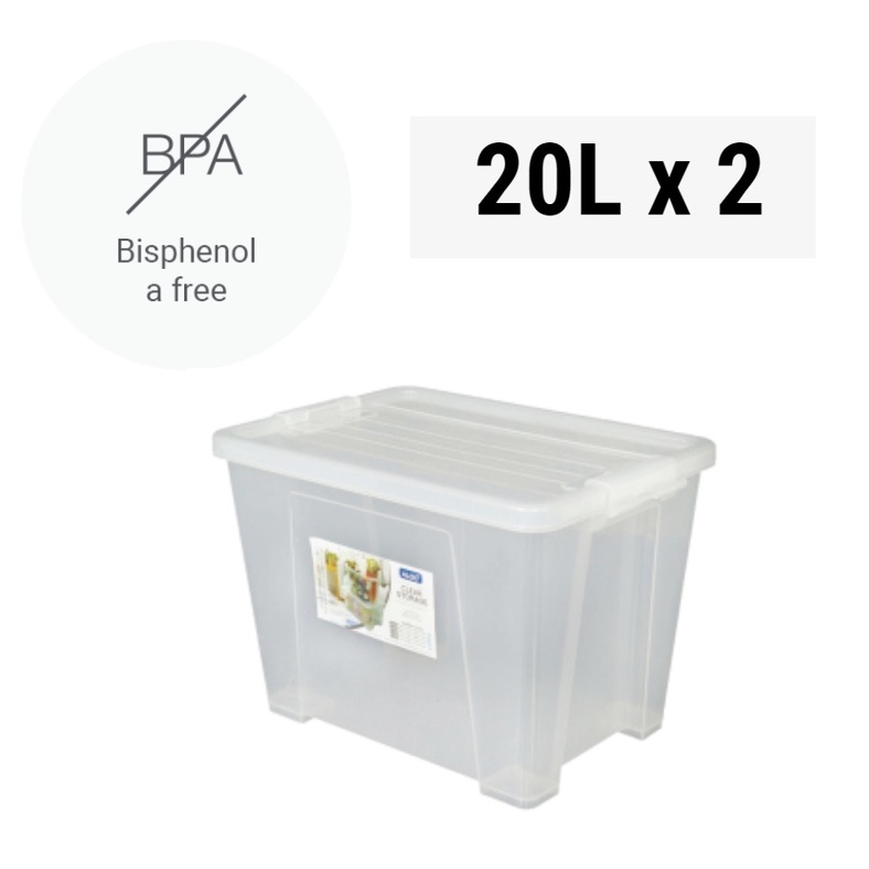 Algo Block Storage Containers 10L, 20L, 40L (bundle of 2) transparent ...