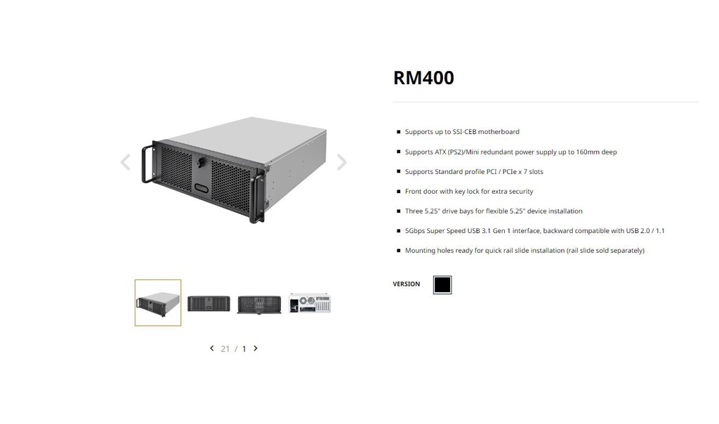 SILVERSTONE RM400 4U RACKMOUNT CHASSIS Supports up to SSI-CEB ...