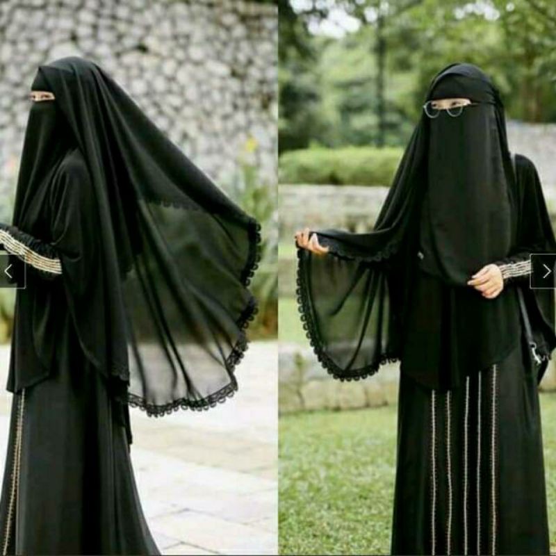 Niqob Veil Yemen Lace Niqab Long Yemen 90cm | Shopee Singapore