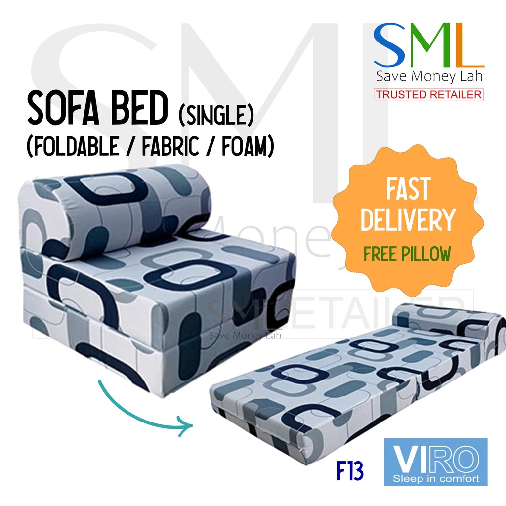 Foldable Fabric Sofa Bed Foam Type (Single Size) Medium Firm 4