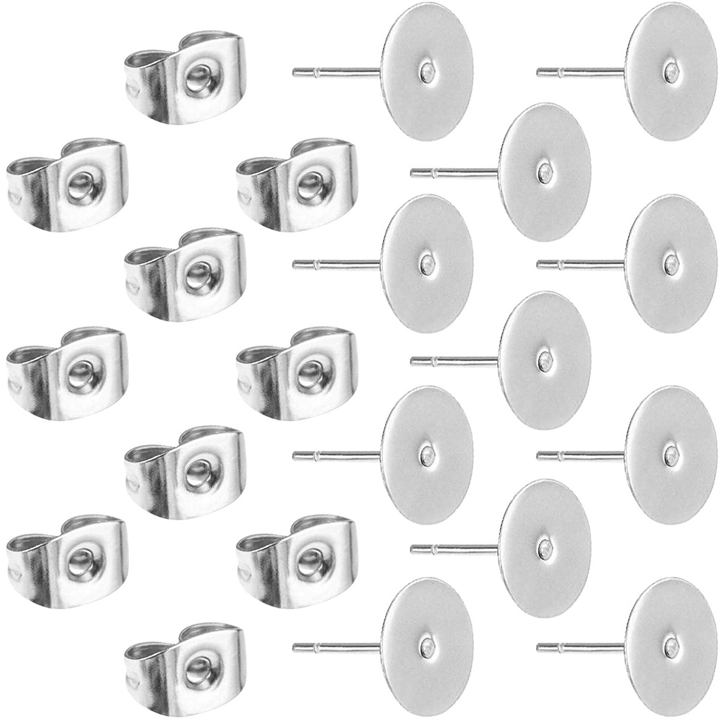 600PCS Hypoallergenic Stainless Steel Earrings Posts(5mm/6mm) Flat Pad ...