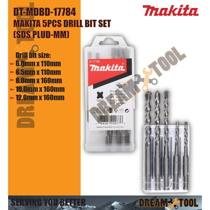 *PAHAT DRILL* Makita 5pcs SDS Plus Drill Bit Set (MM) DT-MDBD-17784 ...
