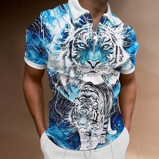 Spring New Style Short-Sleeved Tiger Head Fashion Casual T-Shirt Men Loose  Trend Men And Women Same Style
