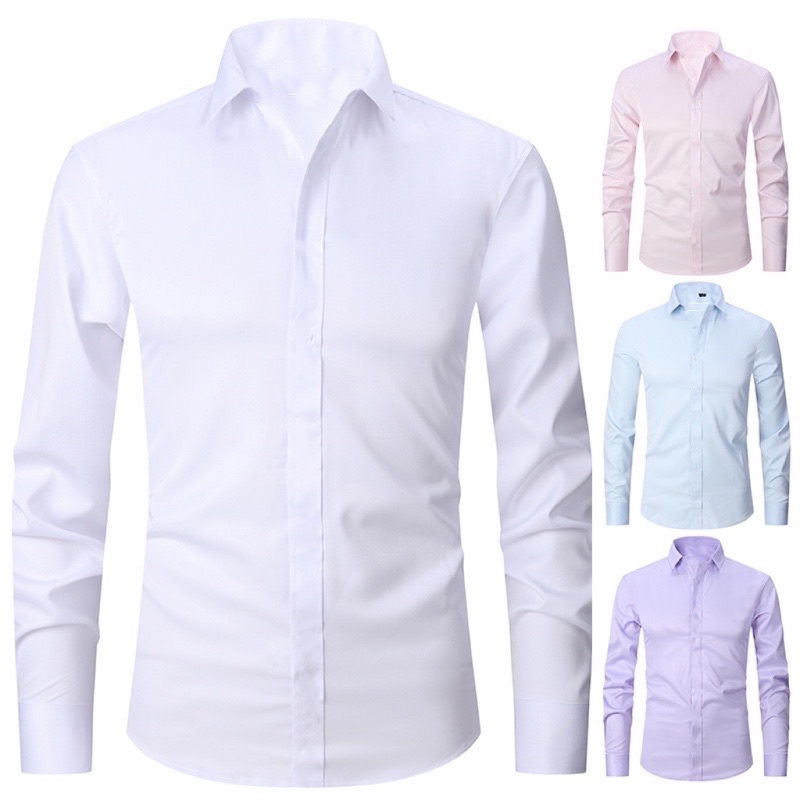 47000 Men's  Shirt Long Sleeve Slim-Fit Solid Color Shirt Business Formal Wear Fashion Men's Clothing Men's Clothing