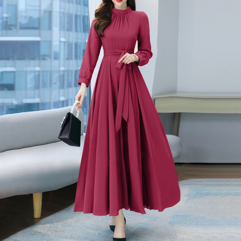 checkered dress long sleeve Lakeview Plaid Sherril Long Sleeve Maxi Dress NAVY-RED / S by Sugarlips