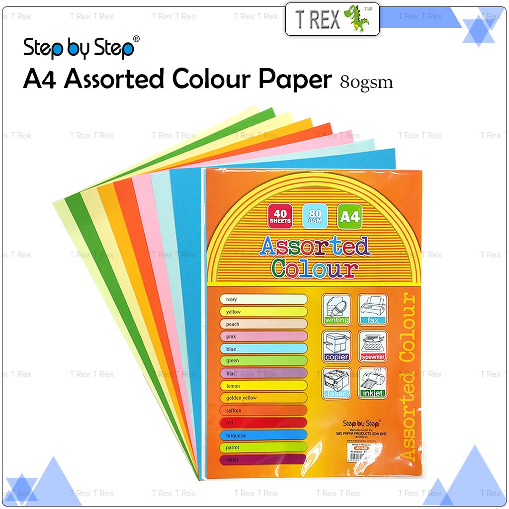 Step by Step A4 80gsm Assorted Colour Paper / SBS Mix Multipurpose ...