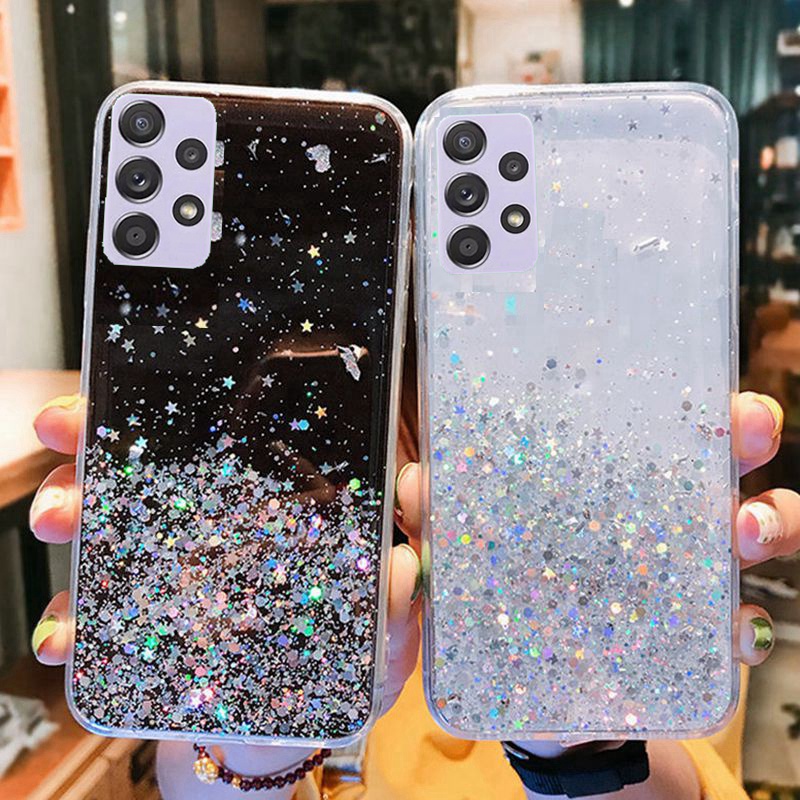 Glitter Star Case for Samsung Galaxy A73 A53 A33 A13 A22 5G M13 M53 M33 A13 4G Fashion Bling Bling Soft Phone Back Cover