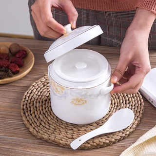 Ceramic Stew Pot With Lid, Double Lid Water-proof Stew Household