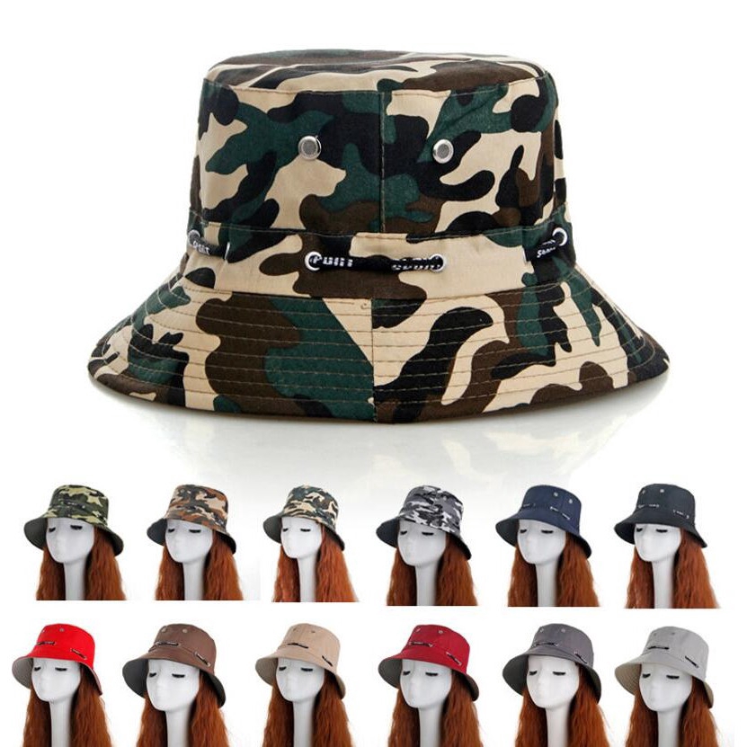 Breathable Camouflage Fisherman Bucket Hat Men Women Camo Outdoor