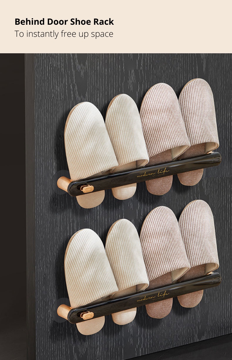 🇸🇬 Ready Stock Wall Mounted Shoe Slipper Rack Holder Storage Organizer ...