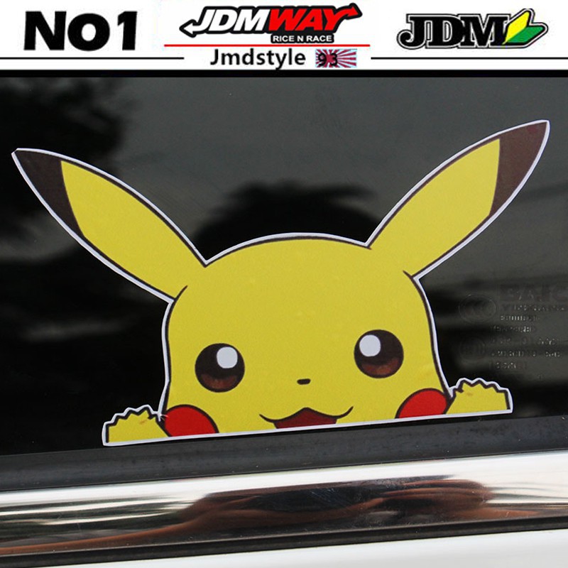 Anime Pokemon Stickers Kawaii Pocket Monsters Pikachu Car Waterproof Window  Peeping Bumper Stickers Pikachu Gift