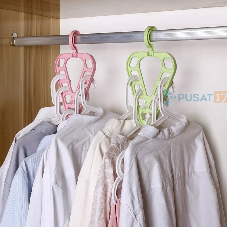PUSAT17 MAGIC HANGER 9 IN 1 LOVE / GANTUNGAN BAJU AJAIB 9 LUBANG / GANTUNGAN BAJU 9IN1 / HANGER LEMARI GANTUNGAN SERBAGUNA - Gambar 4