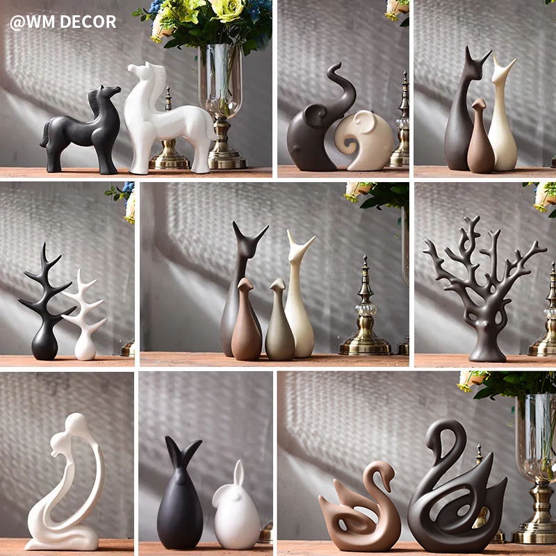 Home Decor Ceramic Figurine Decorative Home Display Modern Handicraft Sculpture Wine Cabinet Living Room Resin Crafts Home Decoration Living Room