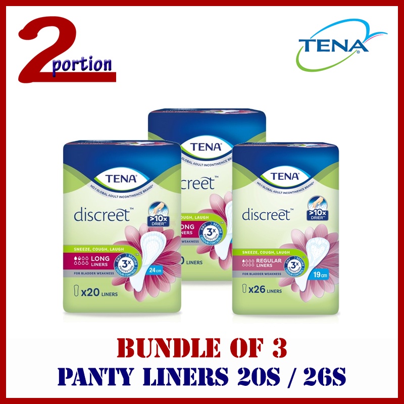 [Bundle of 3] TENA Discreet Regular Sanitary Pads Panty Liner 19.2cm