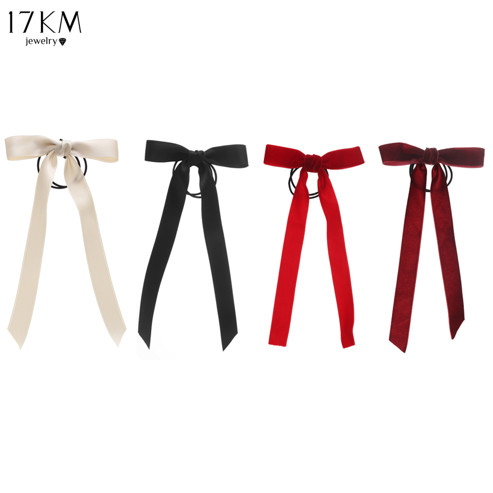 17KM Korean Velvet Bow Hair Tie Simple Elegant Red Black Ribbon Hair ...