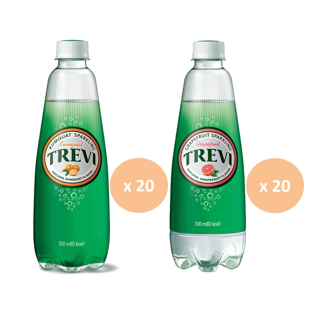 LOTTE Trevi Sparkling Water Grapefruit / Orange Kumquat Case Bundle (40 x 500ml) Shopee