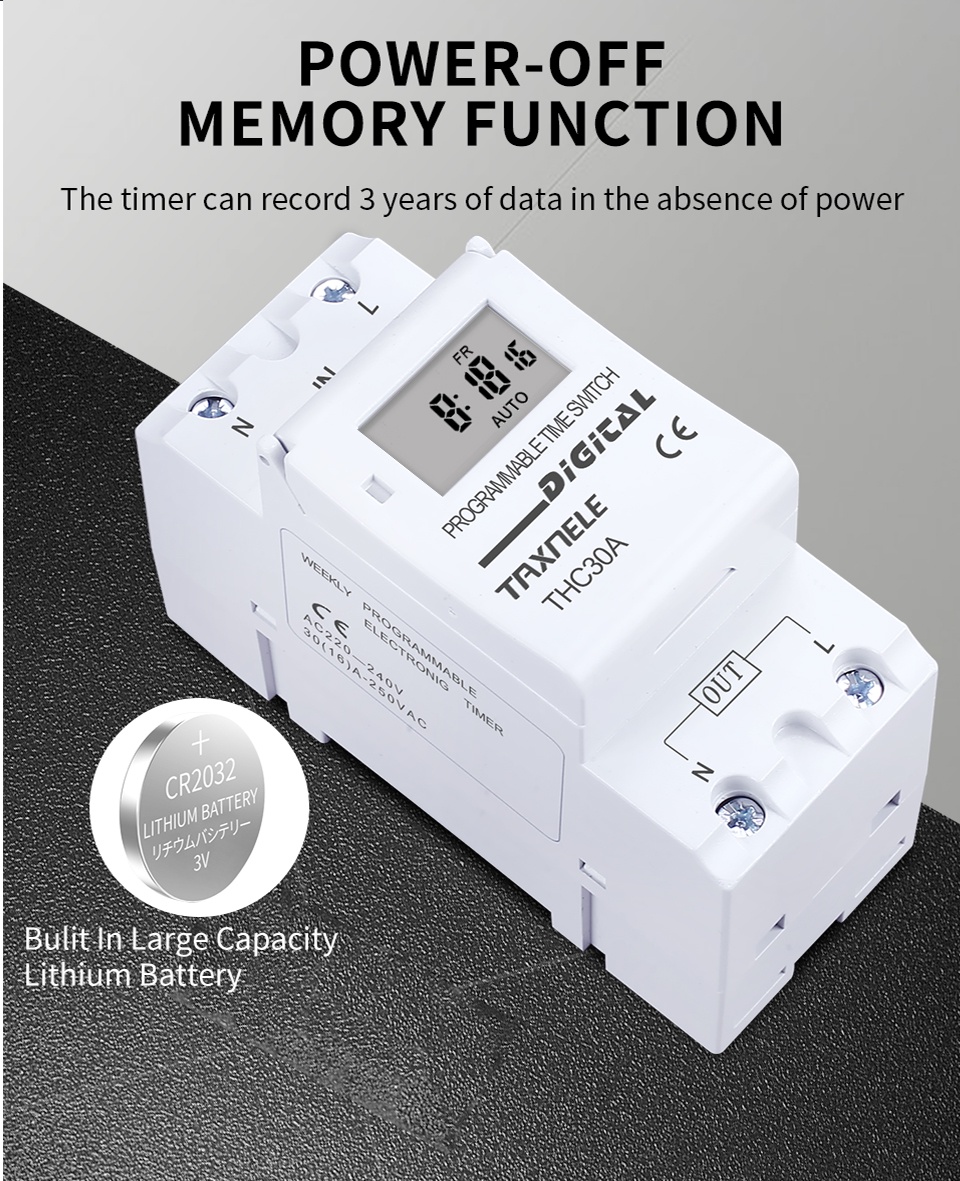 Din Rail 2 wire Weekly 7 Days Programmable Digital TIME SWITCH Relay ...