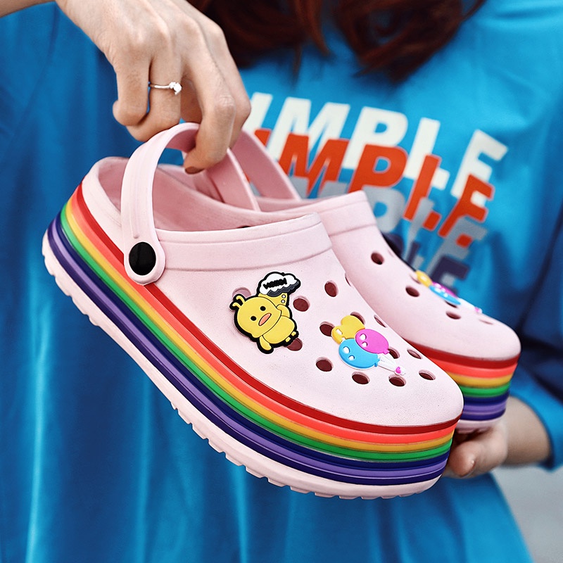 Rainbow hot sale crocs women's