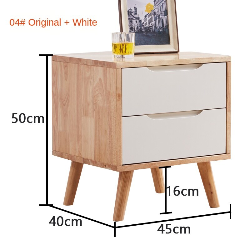 Nordic solid wood bedside table bedroom ins Wind Storage simple modern ...
