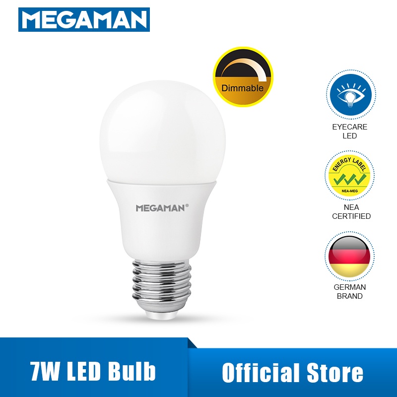 Megaman LED Dimmable Bulb Light A55 7W E27 4000K Cool White Dim Energy