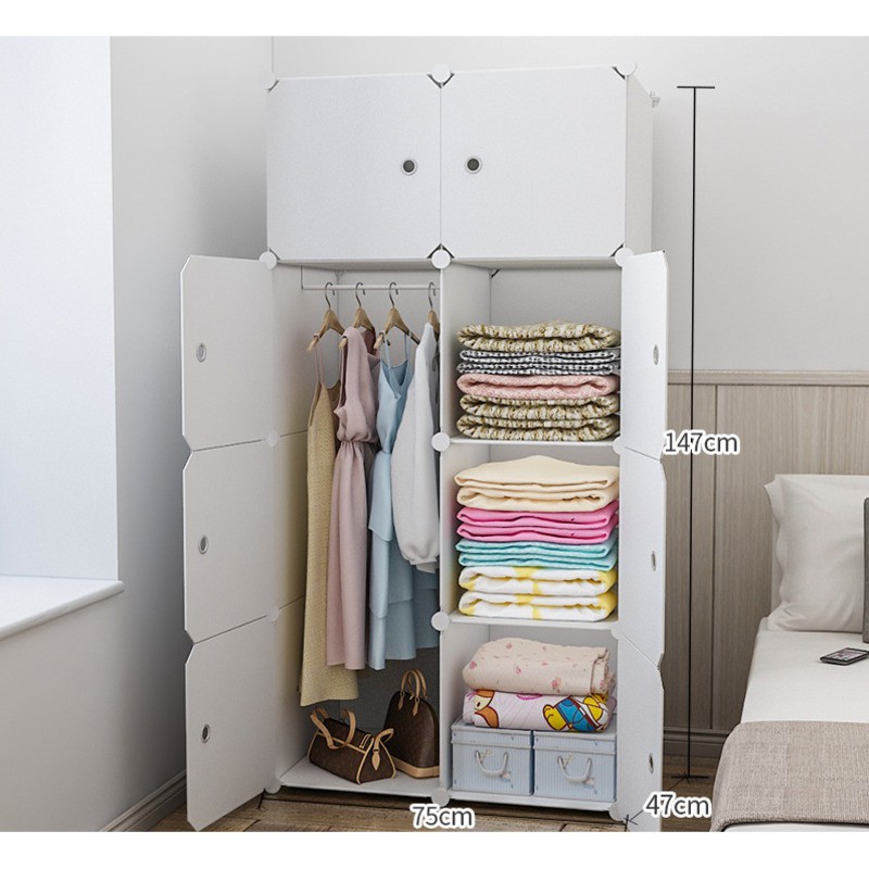 Portable Wardrobe Plastic Clothes Storage Home / Bedroom Multi